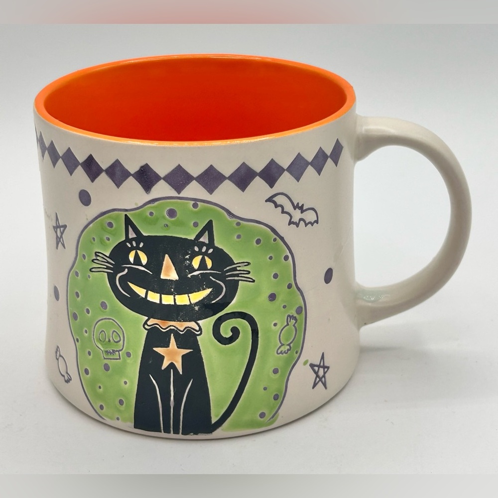Spectrum Designz Halloween Mug Black Cat Embossed 18 oz Cup New